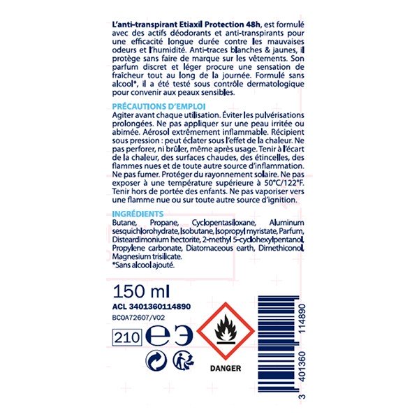 Etiaxil Déodorant Anti-Transpirant Protection 48h Aérosol 150ml