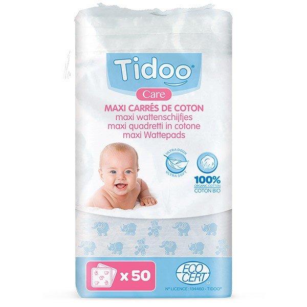 60 Maxi carrés bébé en coton Bio