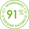 91% d'ingrédients d'origine naturelle